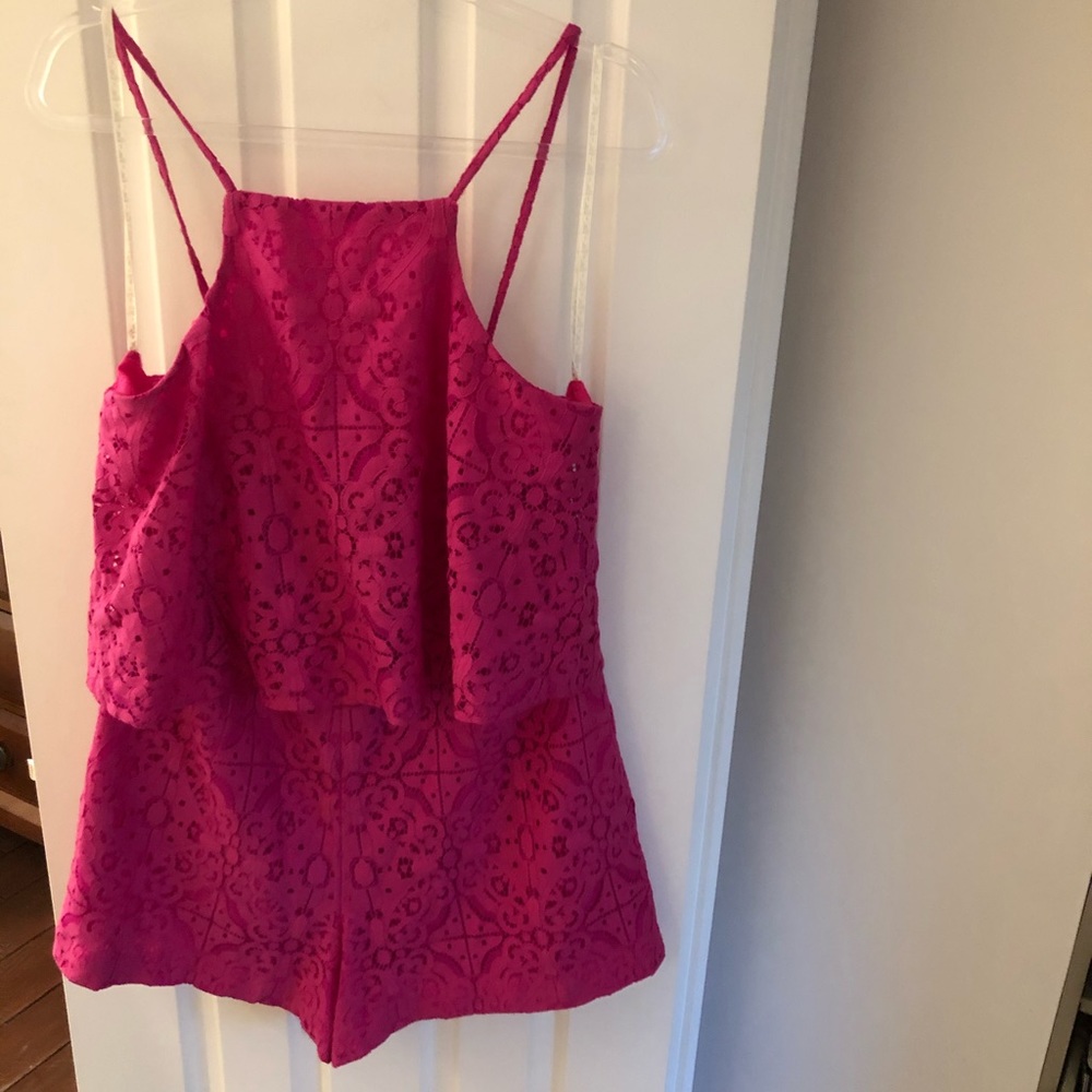 NWT lace magenta romper. Size 12